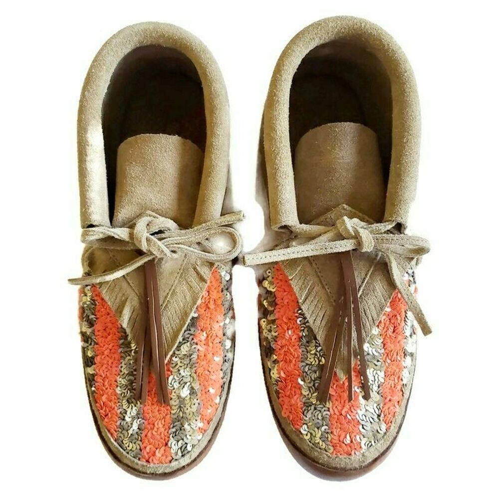 FIGUE Free People Striped Desert Moccasin sequined boho suede booties Size 7 NEW - Picture 2 of 8